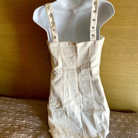 NEW Haute Monde White Spandex Sexy Dress Strap Buckle Accent Shoulders SZ L 8-10 - Picture 11 of 12